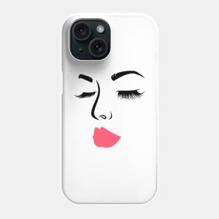 Make Up Face Women Girls Pink Lips Eyelashes Phone Case