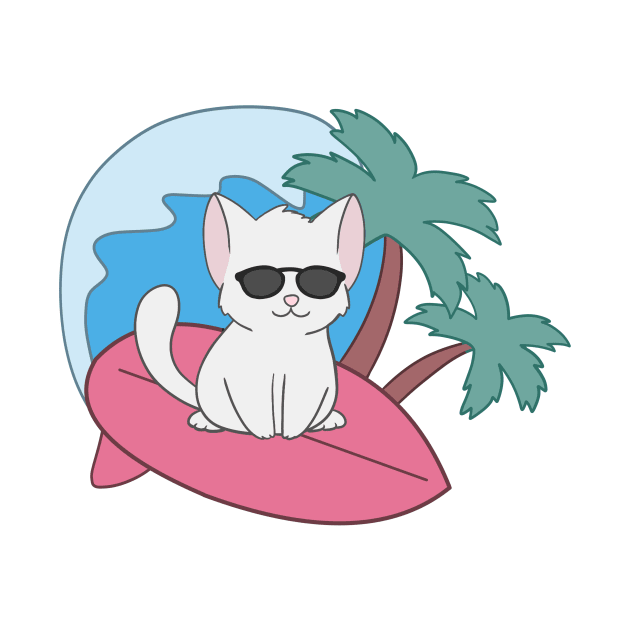 White Cat at the beach by BiscuitSnack