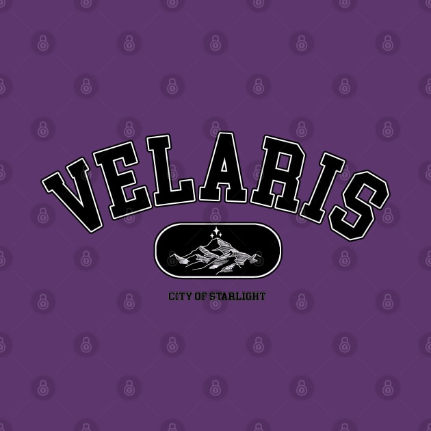 ACOTAR Velaris College Sweatshirt Logo Purple Background by baranskini