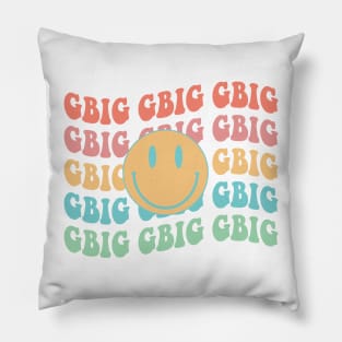 gbig retro happy face, Little big reveal college sorority bid day Pillow