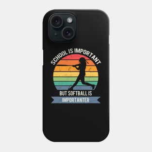 School is important but softball is importanter Phone Case