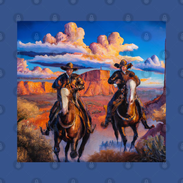 Cowboys Riding Horses Western by Souls.Print