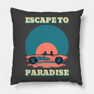 Endless Summer Paradise retro Pillow