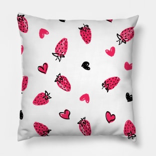 White Strawberry Love Pillow