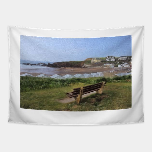 Crooklets Beach Bude Devon Tapestry by avrilharris