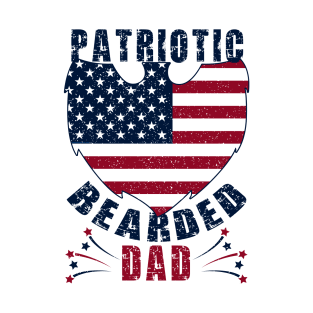 Patriotic Bearded Dad 4th of July Dad Patriotic Grunge T-Shirt