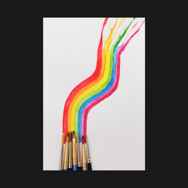 Watercolored rainbow swirl and brushes by karinelizabeth