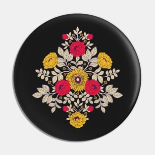 Modern Floral In Red, Yellow, Blue & White Pin