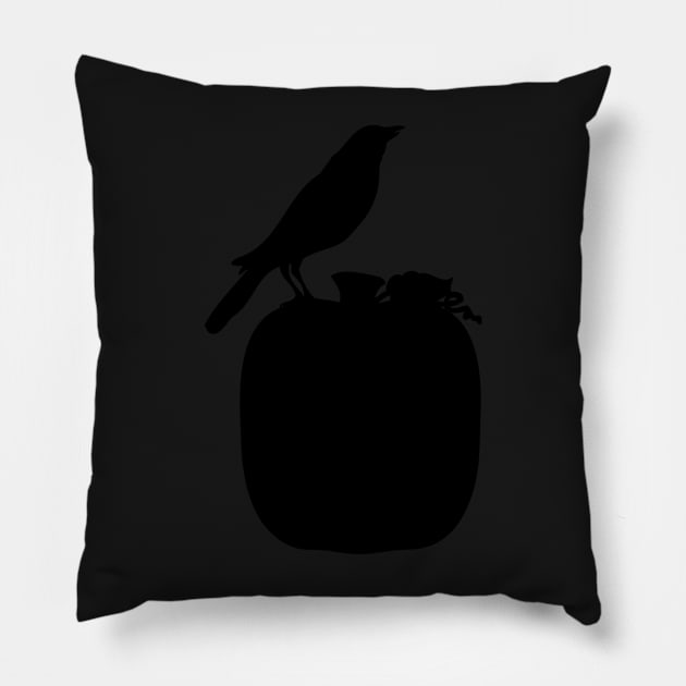 Crow on Pumpkin Fall Silhouette | Autumn Stickers by Cherie(c)2021 Pillow by CheriesArt