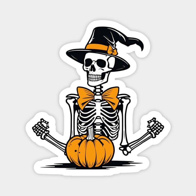 Skeleton pumpkin party Halloween design Magnet by Edgi