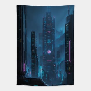 Futuristic Cyber Dystopian City Tapestry
