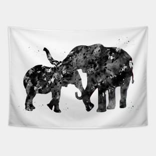 Mother and Daughter Elephants Hugging Tapestry