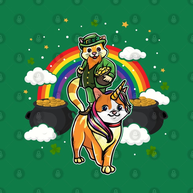 St Patricks Day Cat Leprechaun Caticorn by E