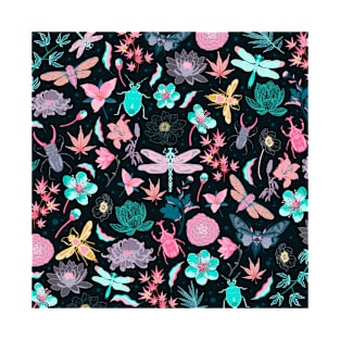 Flowers and insects surface pattern T-Shirt