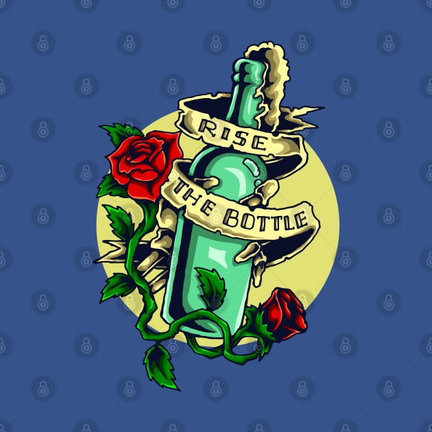 liquor bottle tattoo by Mako Design 