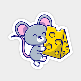 Cute Mouse Holding Cheese Magnet