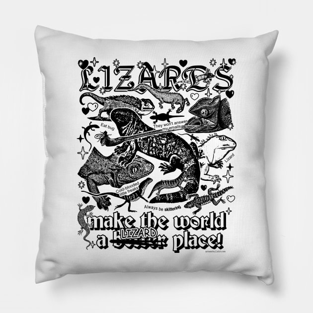 Lizards Pillow by Arcane Bullshit