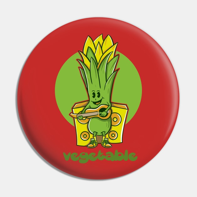 Vegetable Playing Guitar Pin by Mako Design 