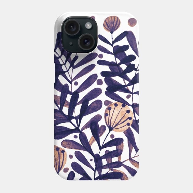 Flowers and foliage - purple autumn Phone Case by wackapacka