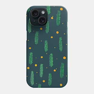 Christmas branches and dots - green and yellow Phone Case