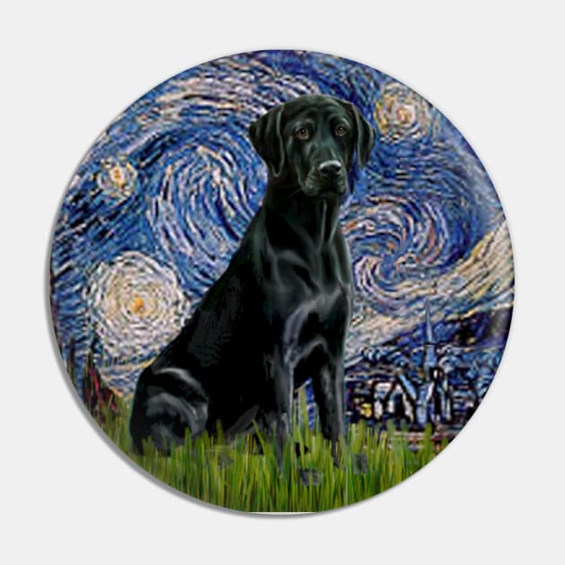 Black Labrador Retriever in Adaptation of Starry NIght by Van Gogh Pin by Dogs Galore and More