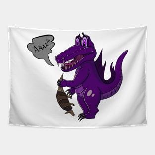 Cute Funny Purple Crocodile With Armadillo Tapestry