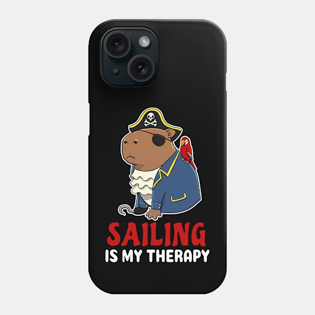 Sailing is my therapy cartoon Capybara Pirate Phone Case by capydays