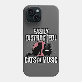 Easily Distracted by Cats and Music Phone Case