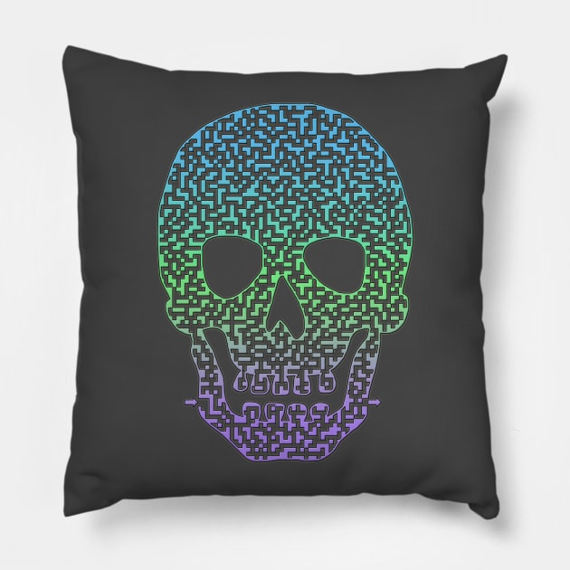 Colorful Skull Shaped Maze Pillow by gorff