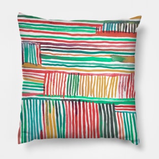 Watercolor Summer Stripes Pillow