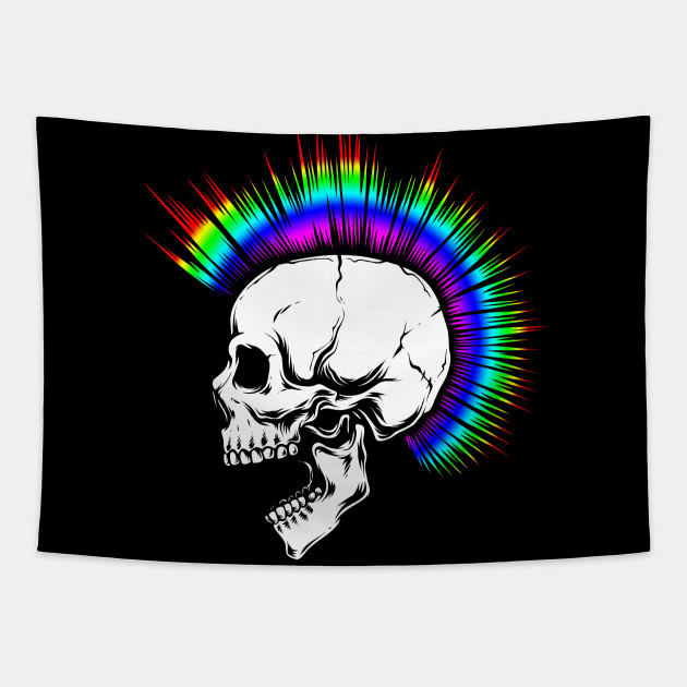 picture Rainbow Skeleton Tapestry punk skull with gay rainbow flag colors