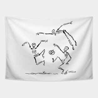 Skeleton Ball Black Ink Tapestry