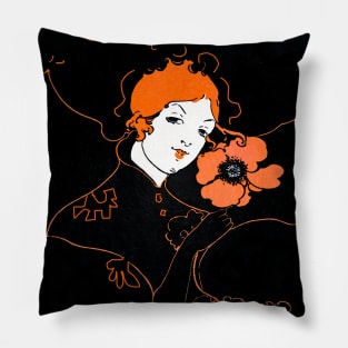 Redhead girl with flower from the 20s Pillow
