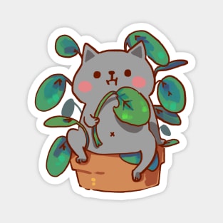 Fat cat eating plants Magnet