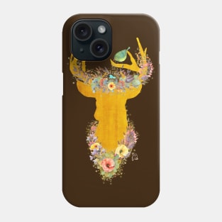 Enchanted Forest, golden buck, birds nest, flowers, bird Phone Case
