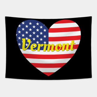 Vermont American Flag Heart Tapestry