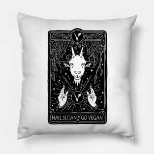 hail seitan go vegan, funny vegan slogan Pillow