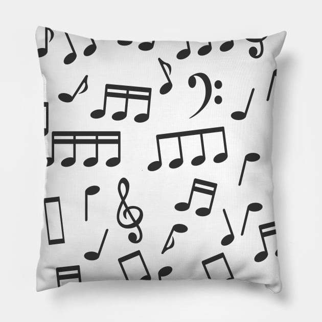 Musical Notes Pattern Illustration Pillow by hobrath