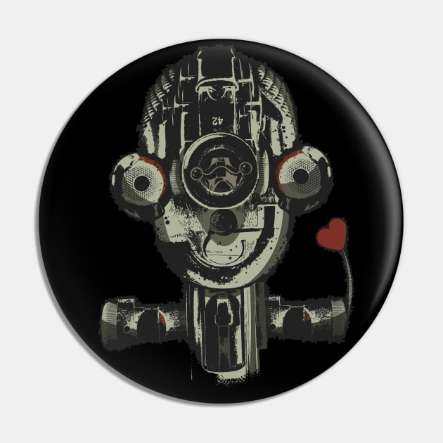 Peace And Love Robot Head Pin by NormanX