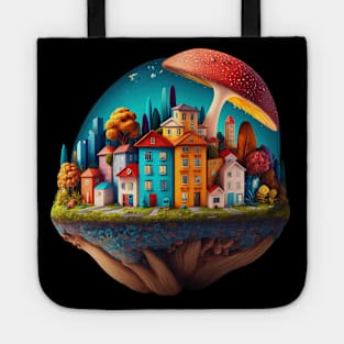 Little City under a Mushroom | Psychedelic Art Tote