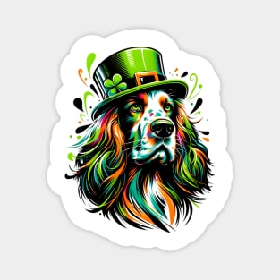 Vibrant English Setter Celebrates Saint Patrick's Day Magnet