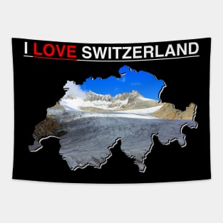 I Love Switzerland Map Rhone Glacier Tapestry