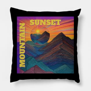 Mountain Sunset Sunrise Colorful Landscape Scene Pillow