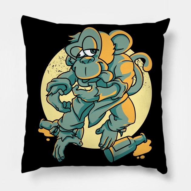 Drunken Monkey Pillow by Son Dela Cruz