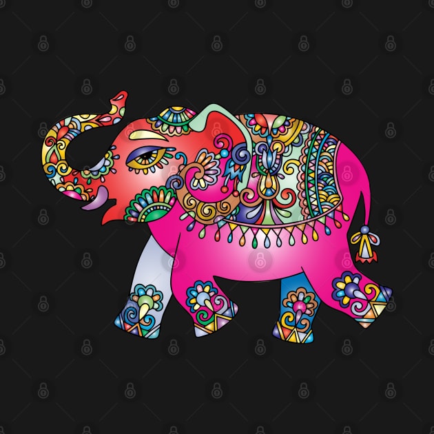 Elephant Colorful Pink by Mako Design 