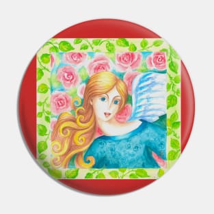 Angel Watercolor Painting Pin