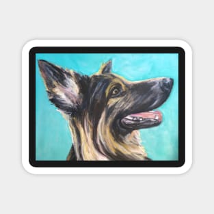 German Shepherd , blue background Magnet