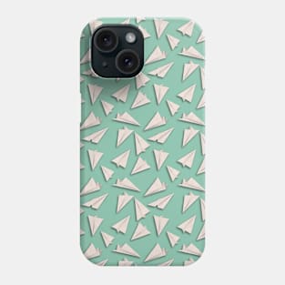 Paper Planes Pattern | White Green Phone Case