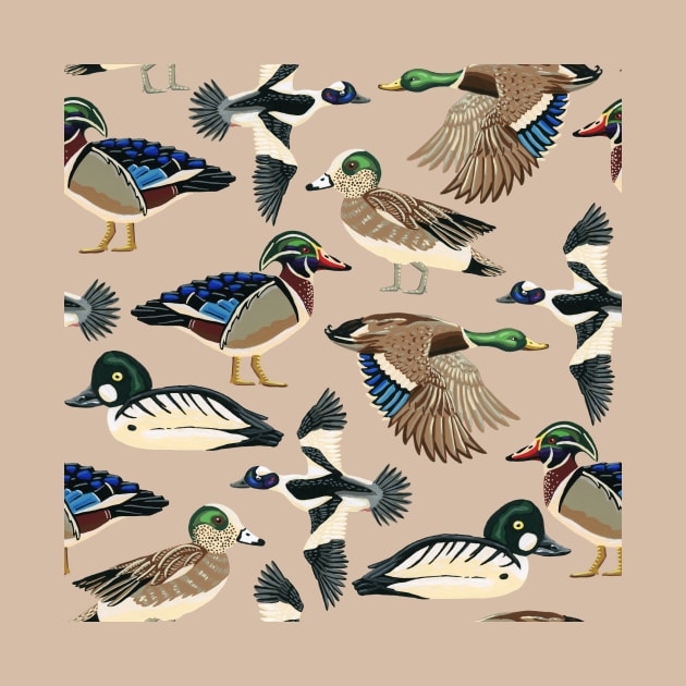 American Duck Species Pattern in Tan by paintedpansy