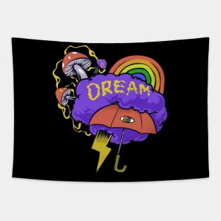 Dream big with Mushroom Rainbow Tapestry